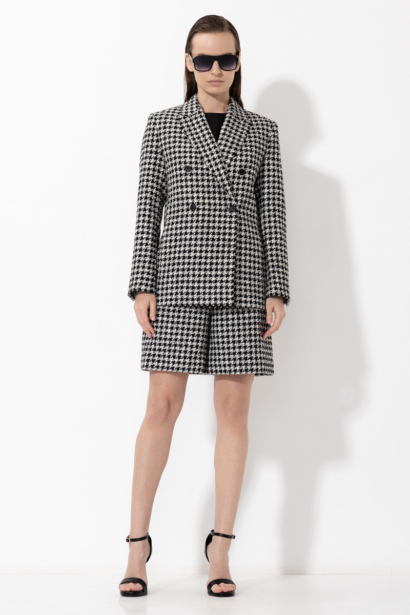 Двубортный жакет в гусиную лапку